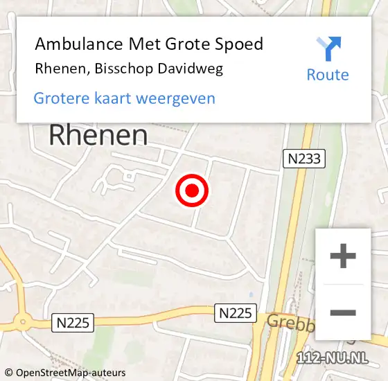 Locatie op kaart van de 112 melding: Ambulance Met Grote Spoed Naar Rhenen, Bisschop Davidweg op 6 december 2013 08:59