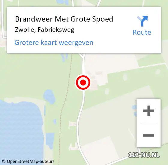 Locatie op kaart van de 112 melding: Brandweer Met Grote Spoed Naar Zwolle, Fabrieksweg op 17 februari 2016 15:07