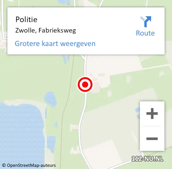 Locatie op kaart van de 112 melding: Politie Zwolle, Fabrieksweg op 17 februari 2016 15:19