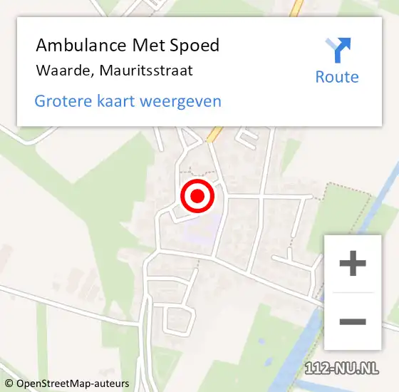 Locatie op kaart van de 112 melding: Ambulance Met Spoed Naar Waarde, Mauritsstraat op 17 februari 2016 16:28