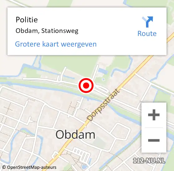 Locatie op kaart van de 112 melding: Politie Obdam, Stationsweg op 17 februari 2016 16:39