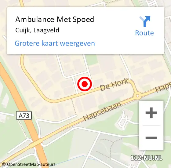 Locatie op kaart van de 112 melding: Ambulance Met Spoed Naar Cuijk, Laagveld op 17 februari 2016 16:49