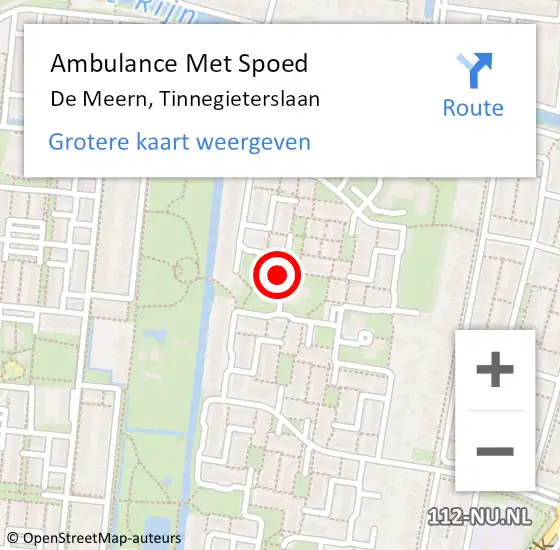 Locatie op kaart van de 112 melding: Ambulance Met Spoed Naar De Meern, Tinnegieterslaan op 17 februari 2016 16:53