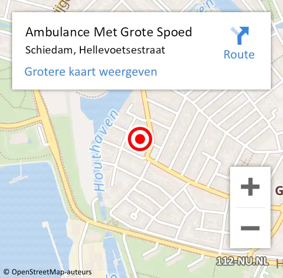 Locatie op kaart van de 112 melding: Ambulance Met Grote Spoed Naar Schiedam, Hellevoetsestraat op 17 februari 2016 17:34