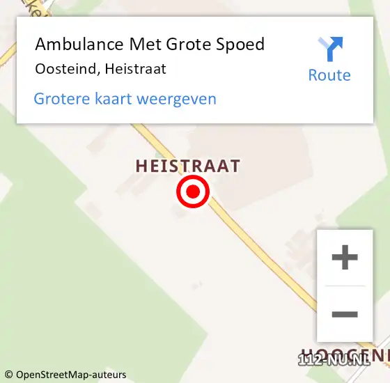 Locatie op kaart van de 112 melding: Ambulance Met Grote Spoed Naar Oosteind, Heistraat op 17 februari 2016 18:03