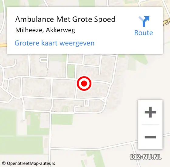 Locatie op kaart van de 112 melding: Ambulance Met Grote Spoed Naar Milheeze, Akkerweg op 17 februari 2016 20:15