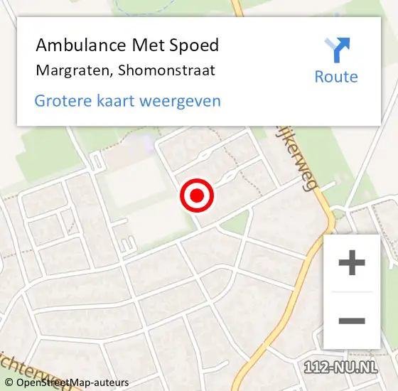 Locatie op kaart van de 112 melding: Ambulance Met Spoed Naar Margraten, Shomonstraat op 6 december 2013 09:24