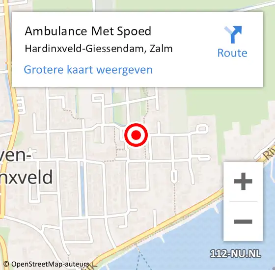 Locatie op kaart van de 112 melding: Ambulance Met Spoed Naar Hardinxveld-Giessendam, Zalm op 17 februari 2016 21:22