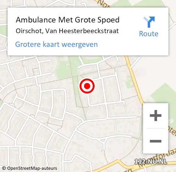 Locatie op kaart van de 112 melding: Ambulance Met Grote Spoed Naar Oirschot, Van Heesterbeeckstraat op 17 februari 2016 22:39