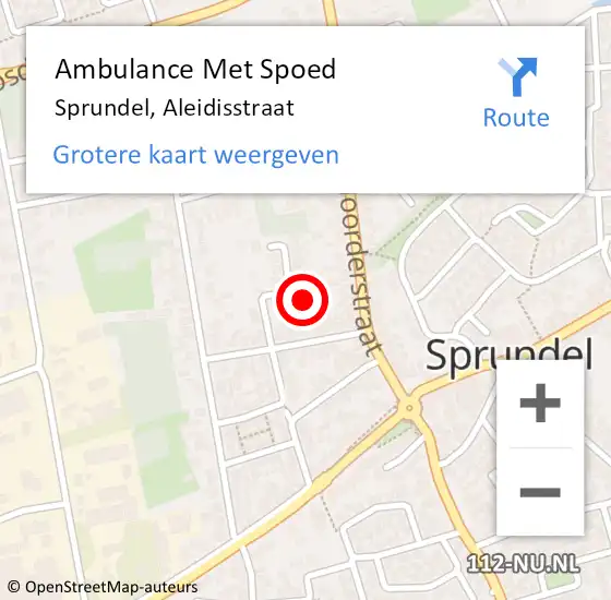 Locatie op kaart van de 112 melding: Ambulance Met Spoed Naar Sprundel, Aleidisstraat op 18 februari 2016 00:08