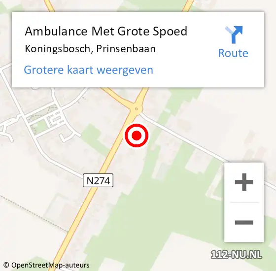 Locatie op kaart van de 112 melding: Ambulance Met Grote Spoed Naar Koningsbosch, Prinsenbaan op 18 februari 2016 00:21