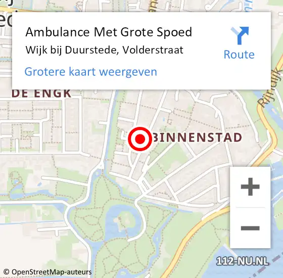 Locatie op kaart van de 112 melding: Ambulance Met Grote Spoed Naar Wijk bij Duurstede, Volderstraat op 18 februari 2016 02:04