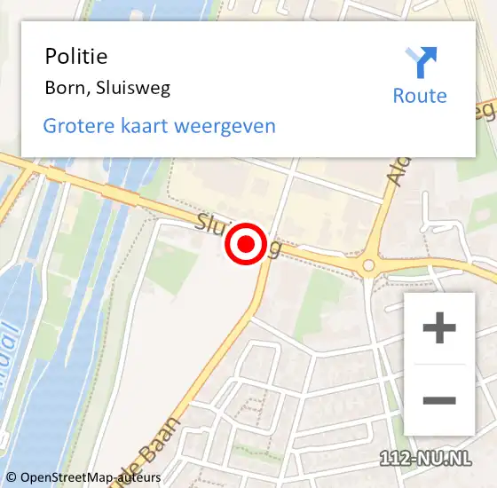 Locatie op kaart van de 112 melding: Politie Born, Sluisweg op 18 februari 2016 08:21