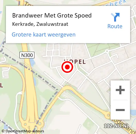 Locatie op kaart van de 112 melding: Brandweer Met Grote Spoed Naar Kerkrade, Zwaluwstraat op 18 februari 2016 08:27