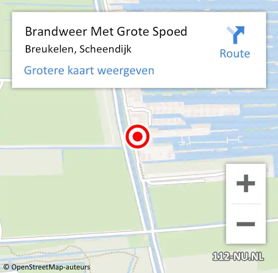 Locatie op kaart van de 112 melding: Brandweer Met Grote Spoed Naar Breukelen, Scheendijk op 18 februari 2016 09:11