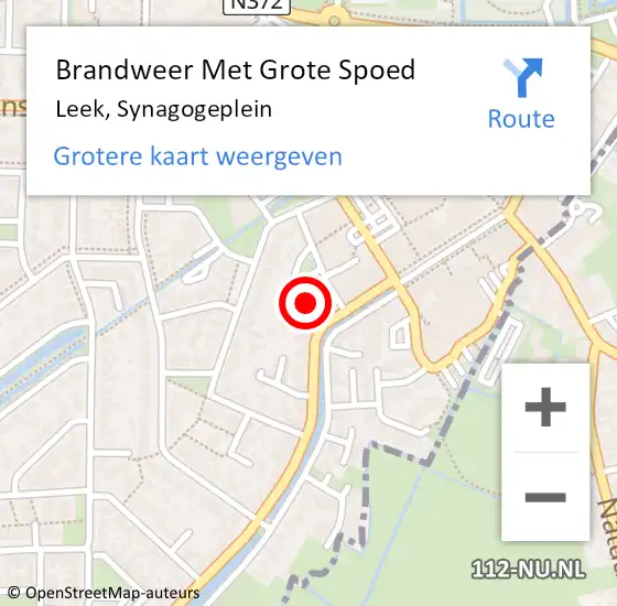 Locatie op kaart van de 112 melding: Brandweer Met Grote Spoed Naar Leek, Synagogeplein op 18 februari 2016 09:30