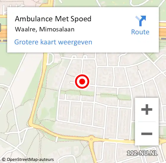 Locatie op kaart van de 112 melding: Ambulance Met Spoed Naar Waalre, Mimosalaan op 18 februari 2016 10:05