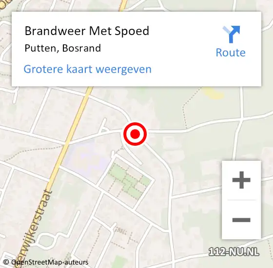 Locatie op kaart van de 112 melding: Brandweer Met Spoed Naar Putten, Bosrand op 18 februari 2016 10:19