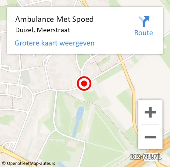 Locatie op kaart van de 112 melding: Ambulance Met Spoed Naar Duizel, Meerstraat op 18 februari 2016 11:04