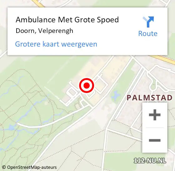 Locatie op kaart van de 112 melding: Ambulance Met Grote Spoed Naar Doorn, Velperengh op 18 februari 2016 11:15