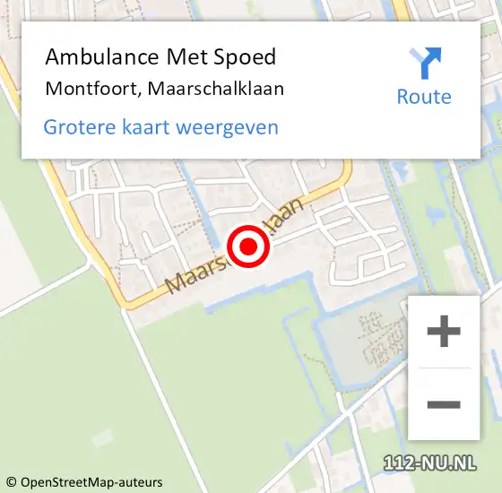 Locatie op kaart van de 112 melding: Ambulance Met Spoed Naar Montfoort, Maarschalklaan op 18 februari 2016 12:13