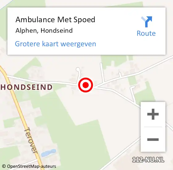 Locatie op kaart van de 112 melding: Ambulance Met Spoed Naar Alphen, Hondseind op 18 februari 2016 12:39