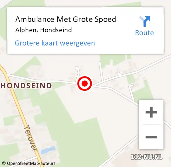 Locatie op kaart van de 112 melding: Ambulance Met Grote Spoed Naar Alphen, Hondseind op 18 februari 2016 12:41