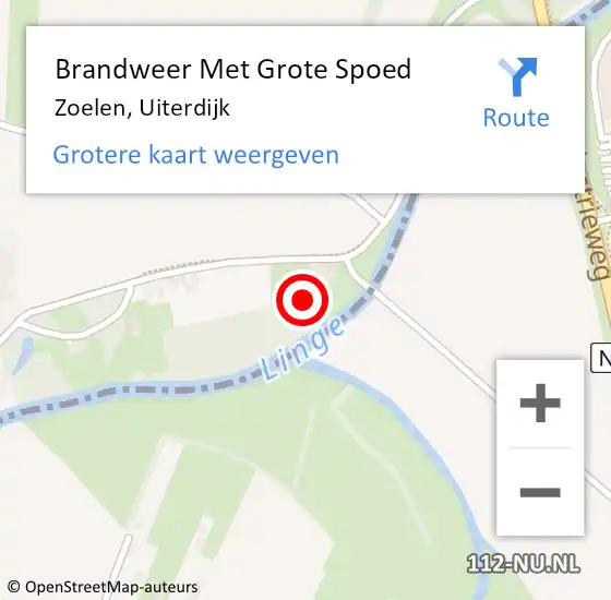 Locatie op kaart van de 112 melding: Brandweer Met Grote Spoed Naar Zoelen, Uiterdijk op 18 februari 2016 12:51