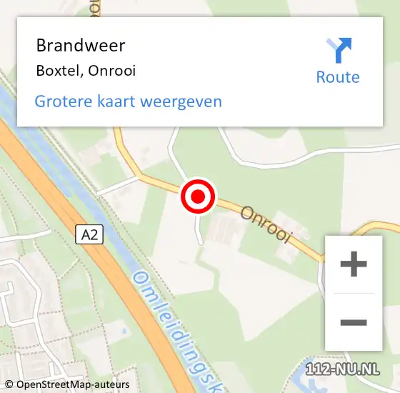 Locatie op kaart van de 112 melding: Brandweer Boxtel, Onrooi op 18 februari 2016 13:23