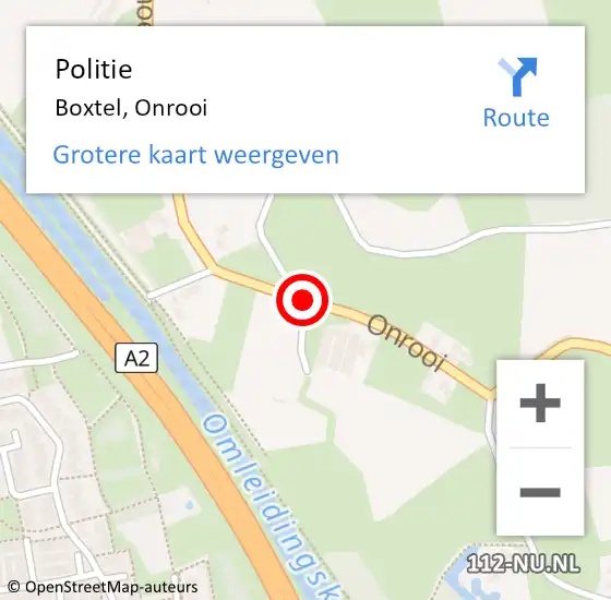 Locatie op kaart van de 112 melding: Politie Boxtel, Onrooi op 18 februari 2016 13:24