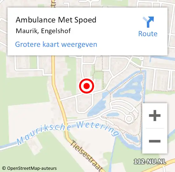 Locatie op kaart van de 112 melding: Ambulance Met Spoed Naar Maurik, Engelshof op 18 februari 2016 13:37