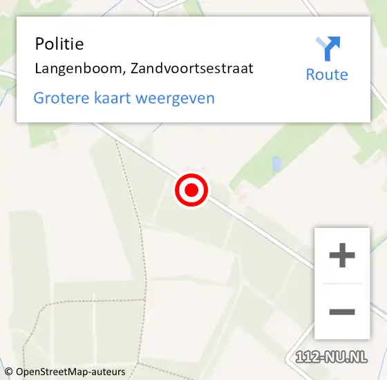 Locatie op kaart van de 112 melding: Politie Langenboom, Zandvoortsestraat op 18 februari 2016 13:43