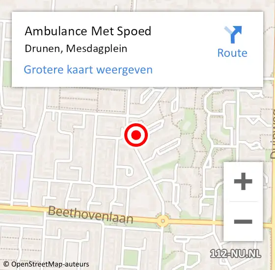 Locatie op kaart van de 112 melding: Ambulance Met Spoed Naar Drunen, Mesdagplein op 18 februari 2016 13:54