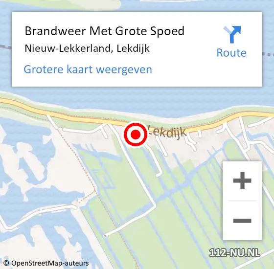 Locatie op kaart van de 112 melding: Brandweer Met Grote Spoed Naar Nieuw-Lekkerland, Lekdijk op 18 februari 2016 14:02