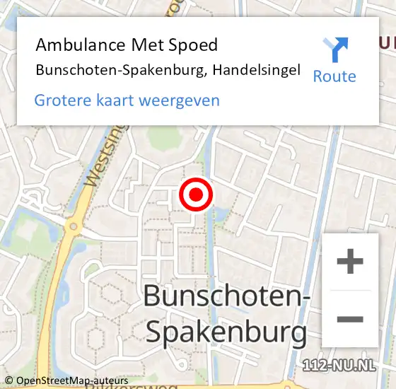 Locatie op kaart van de 112 melding: Ambulance Met Spoed Naar Bunschoten-Spakenburg, Handelsingel op 18 februari 2016 14:17