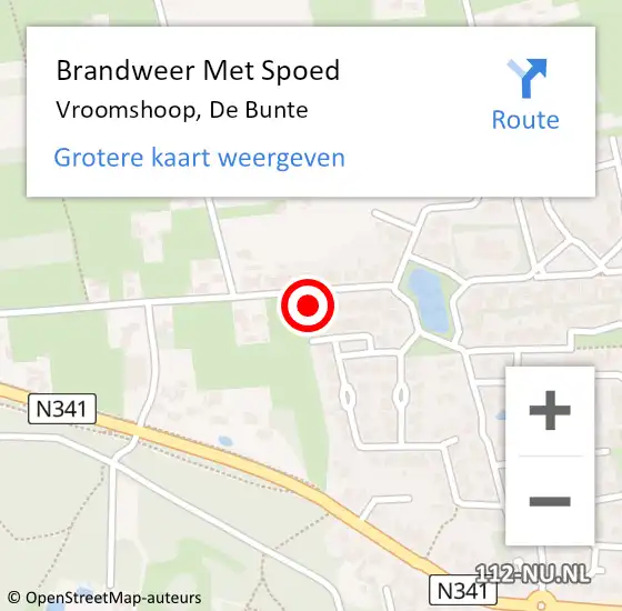 Locatie op kaart van de 112 melding: Brandweer Met Spoed Naar Vroomshoop, De Bunte op 18 februari 2016 16:36