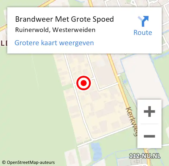 Locatie op kaart van de 112 melding: Brandweer Met Grote Spoed Naar Ruinerwold, Westerweiden op 18 februari 2016 16:40