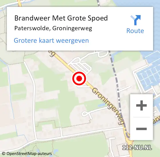 Locatie op kaart van de 112 melding: Brandweer Met Grote Spoed Naar Paterswolde, Groningerweg op 18 februari 2016 16:43