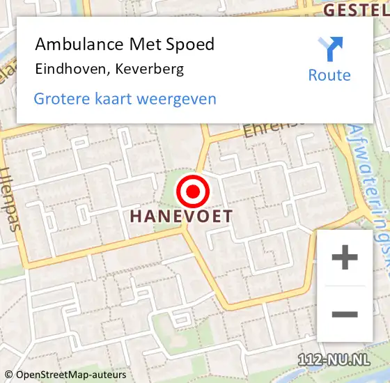 Locatie op kaart van de 112 melding: Ambulance Met Spoed Naar Eindhoven, Keverberg op 18 februari 2016 16:46