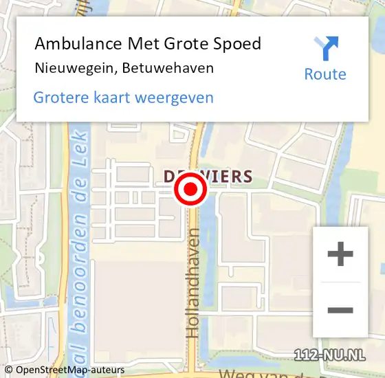 Locatie op kaart van de 112 melding: Ambulance Met Grote Spoed Naar Nieuwegein, Betuwehaven op 18 februari 2016 17:19