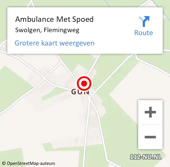 Locatie op kaart van de 112 melding: Ambulance Met Spoed Naar Swolgen, Flemingweg op 18 februari 2016 18:27