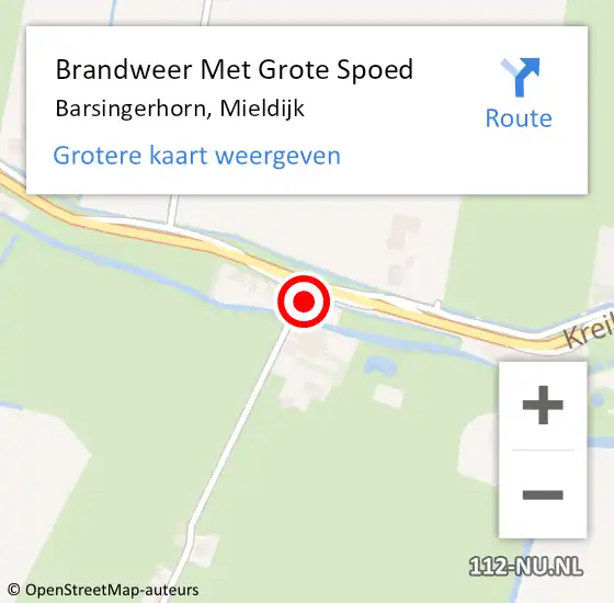 Locatie op kaart van de 112 melding: Brandweer Met Grote Spoed Naar Barsingerhorn, Mieldijk op 18 februari 2016 18:45