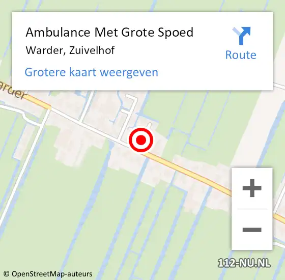 Locatie op kaart van de 112 melding: Ambulance Met Grote Spoed Naar Warder, Zuivelhof op 18 februari 2016 18:46