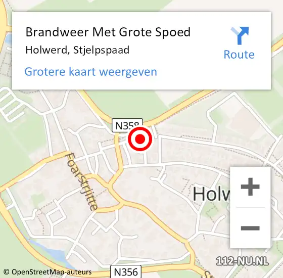 Locatie op kaart van de 112 melding: Brandweer Met Grote Spoed Naar Holwerd, Stjelpspaad op 18 februari 2016 19:20