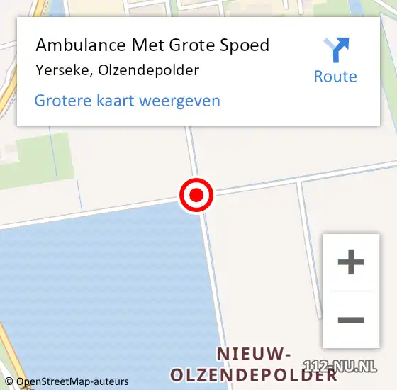 Locatie op kaart van de 112 melding: Ambulance Met Grote Spoed Naar Yerseke, Olzendepolder op 18 februari 2016 20:21