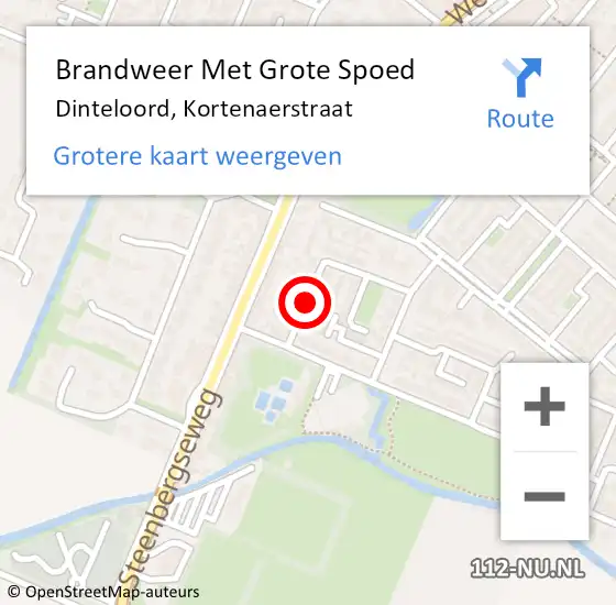 Locatie op kaart van de 112 melding: Brandweer Met Grote Spoed Naar Dinteloord, Kortenaerstraat op 18 februari 2016 21:24