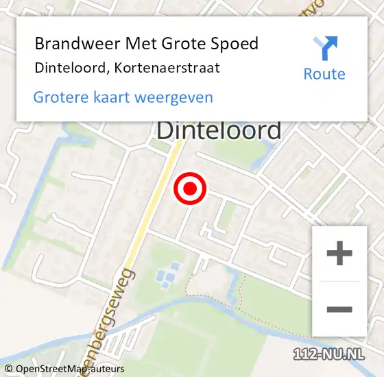 Locatie op kaart van de 112 melding: Brandweer Met Grote Spoed Naar Dinteloord, Kortenaerstraat op 18 februari 2016 21:43