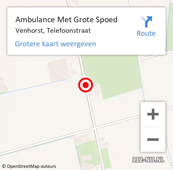 Locatie op kaart van de 112 melding: Ambulance Met Grote Spoed Naar Venhorst, Telefoonstraat op 18 februari 2016 22:43