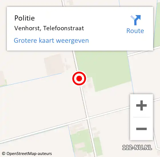 Locatie op kaart van de 112 melding: Politie Venhorst, Telefoonstraat op 18 februari 2016 22:48