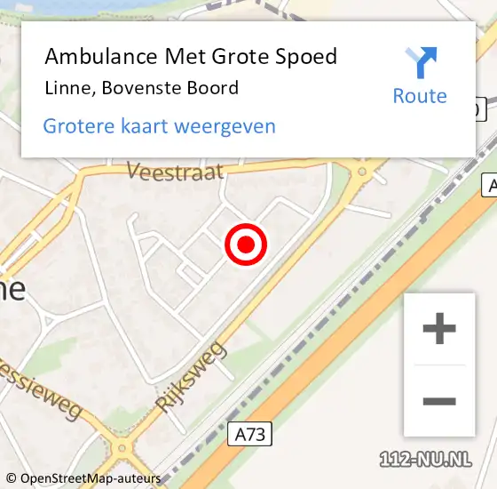 Locatie op kaart van de 112 melding: Ambulance Met Grote Spoed Naar Linne, Bovenste Boord op 19 februari 2016 00:13